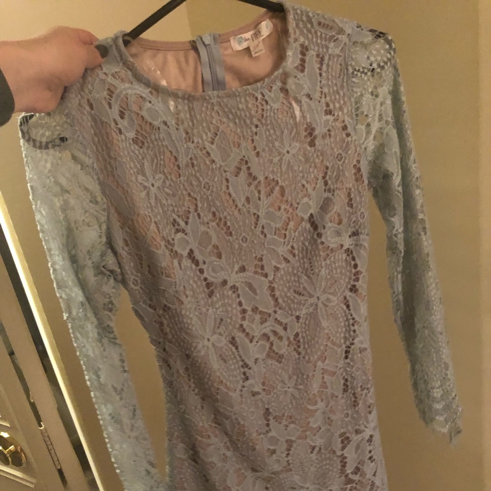 Blue lace dress with tan slip under! - Picture 3 of 3